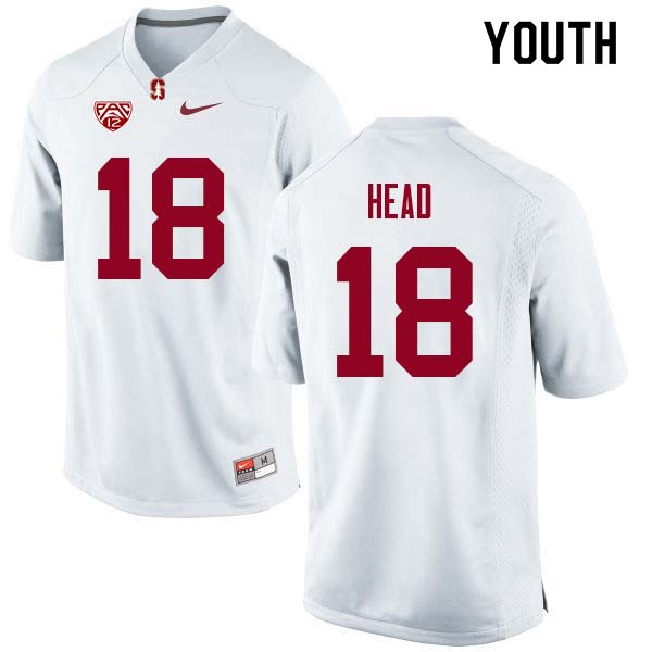Youth Stanford Cardinal #18 Stuart Head College Football Jerseys Sale-White - Click Image to Close